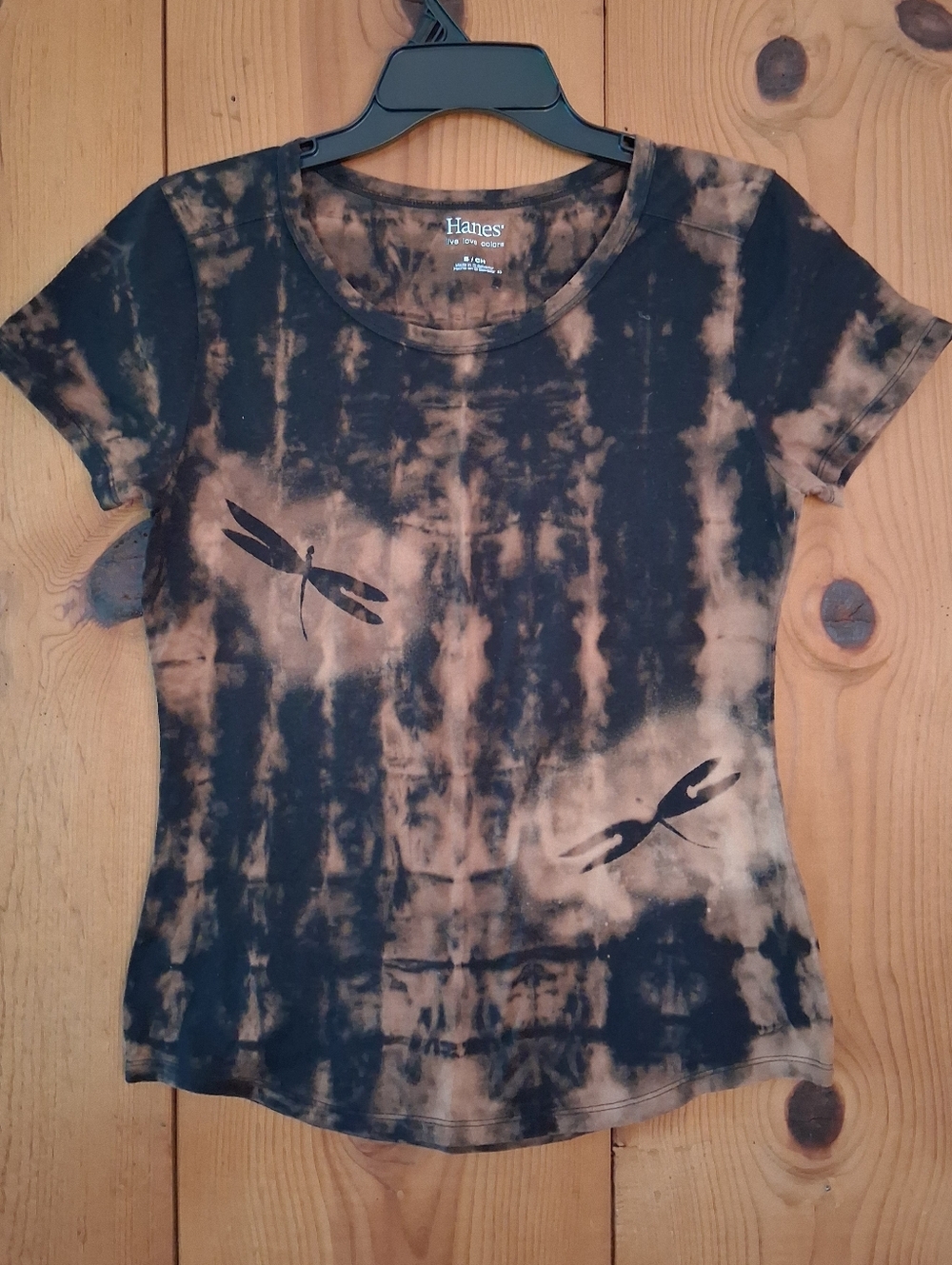 Hanes Black & Brown Tie-Dye Dragonfly Graphic Roundneck Tee